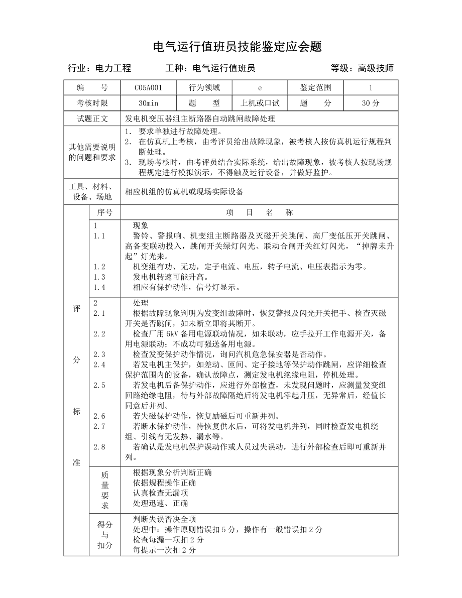 电气运行值班员技能试题6.doc_第1页