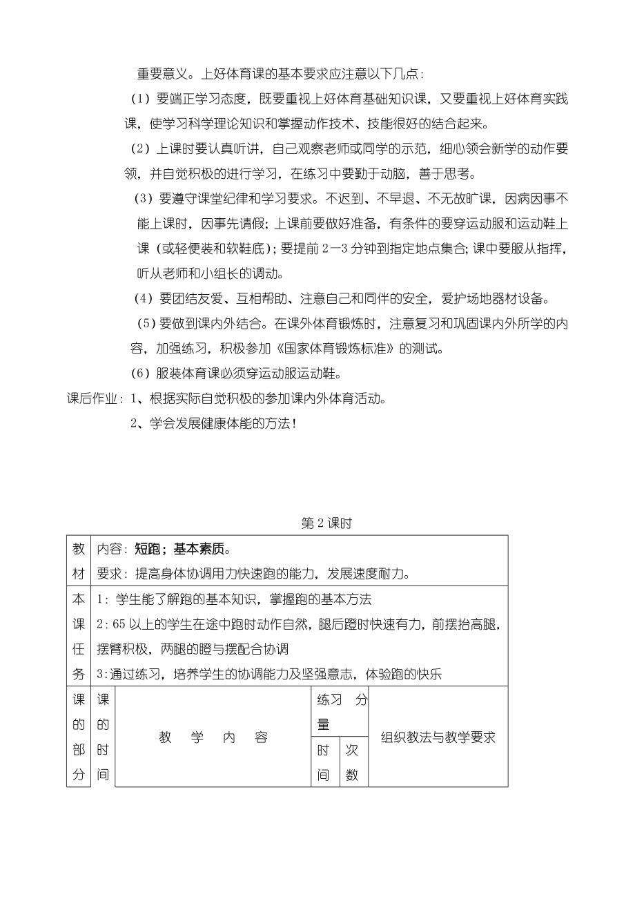 【全册】2020年新编初一体育课全套教案.doc_第2页