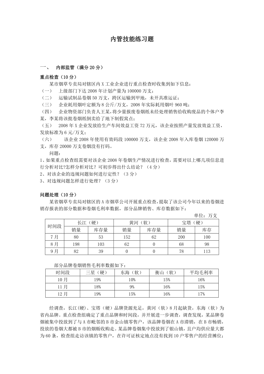 高级专卖管理员内管技能习题（冲击100分）.doc_第1页