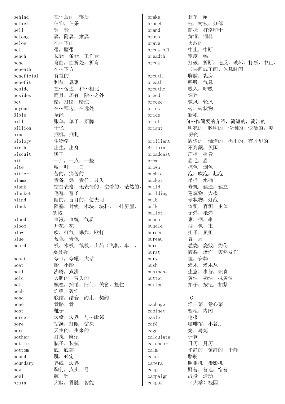 最新广播电视大学（电大）期末考试《学位英语》课程考试重点词汇表精编字母排序版.doc_第3页