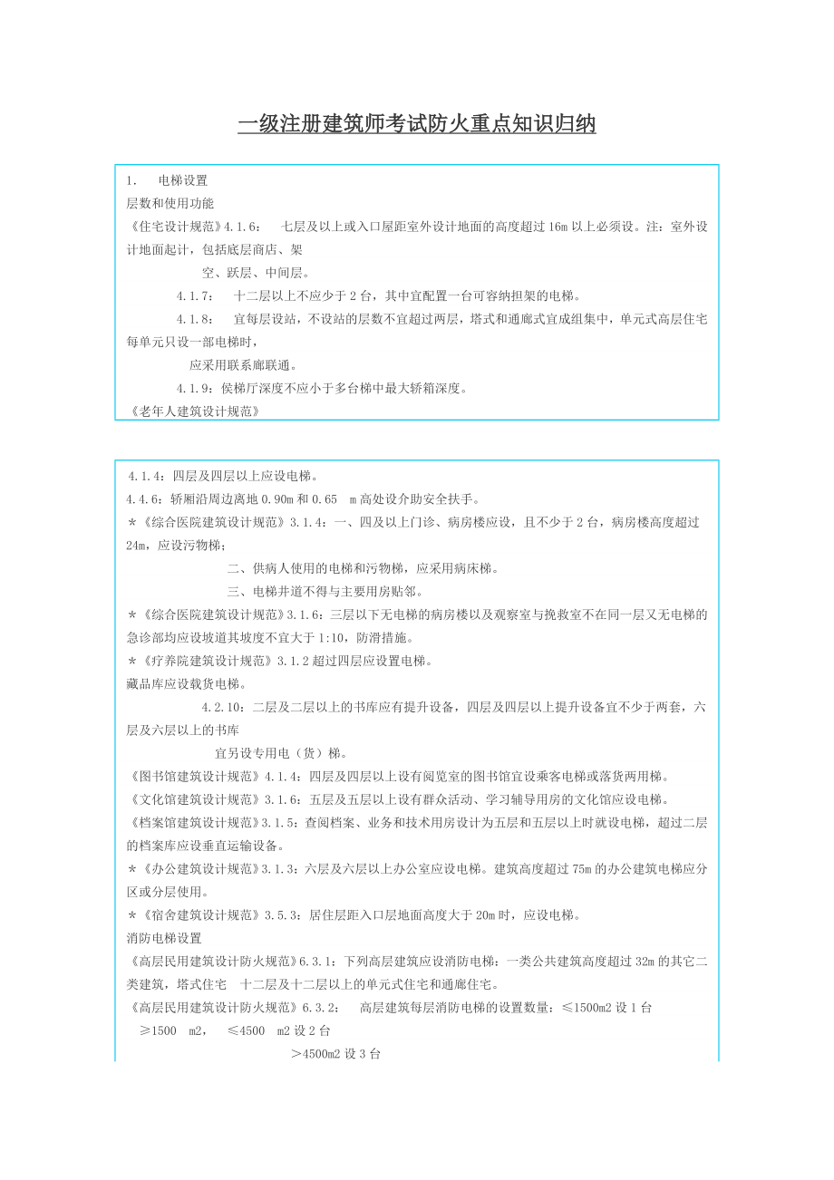 一级注册建筑师考试防火重点知识归纳.doc_第1页