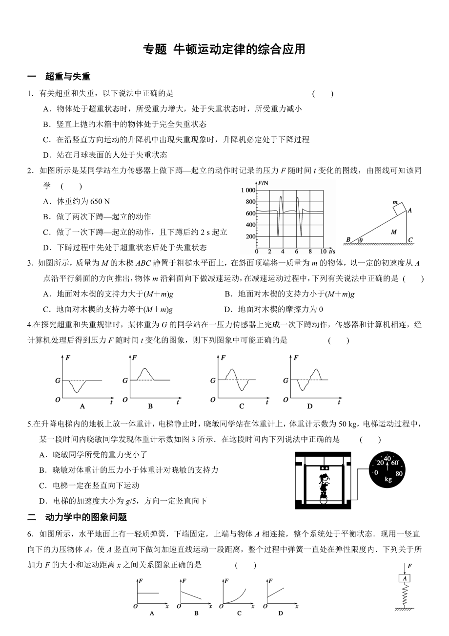 专题牛顿运动定律的综合应用.doc_第1页