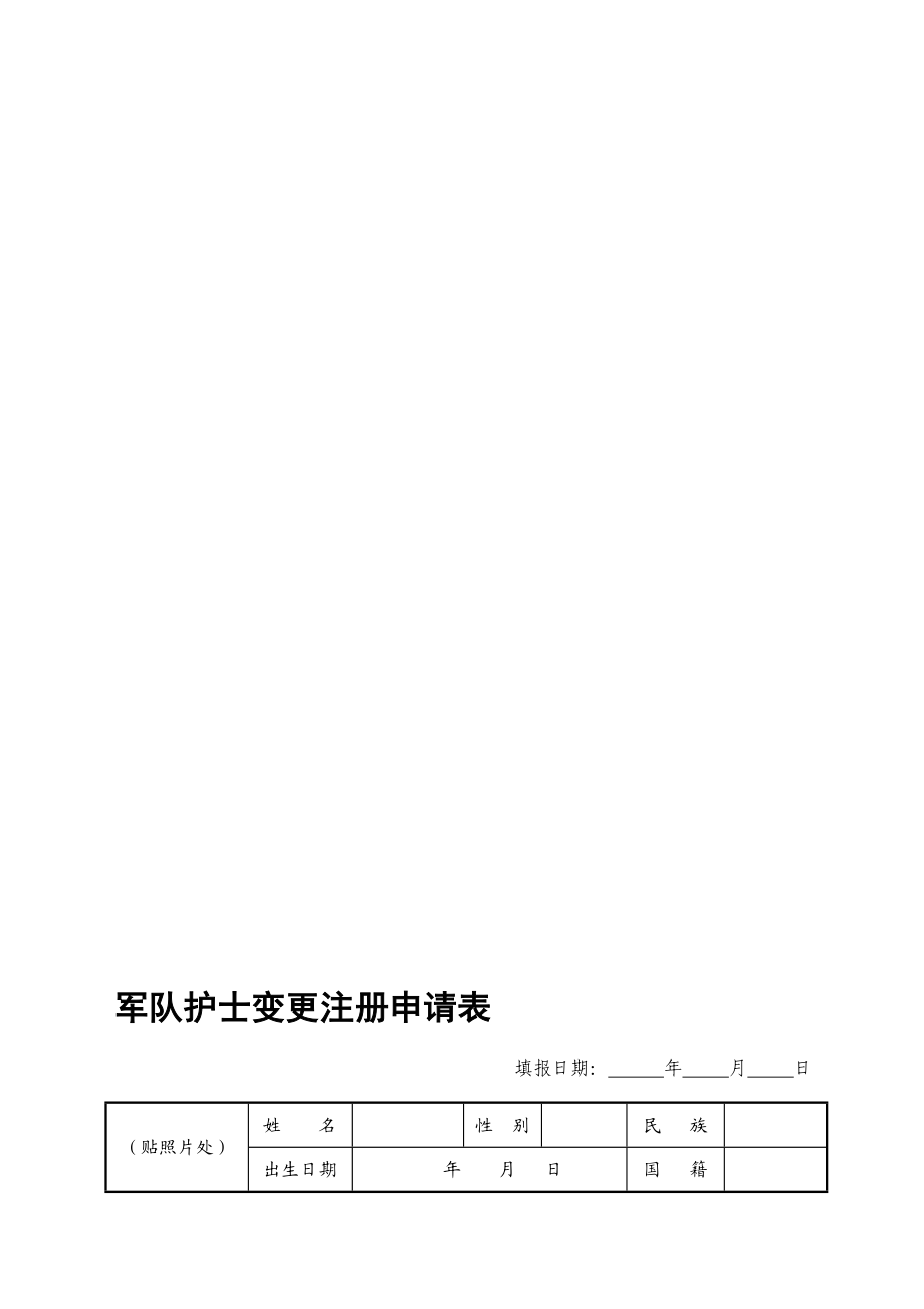 军队护士变更注册申请表.doc_第1页