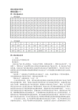 安全评价精英论坛下载 精练模拟试题参考答案.doc