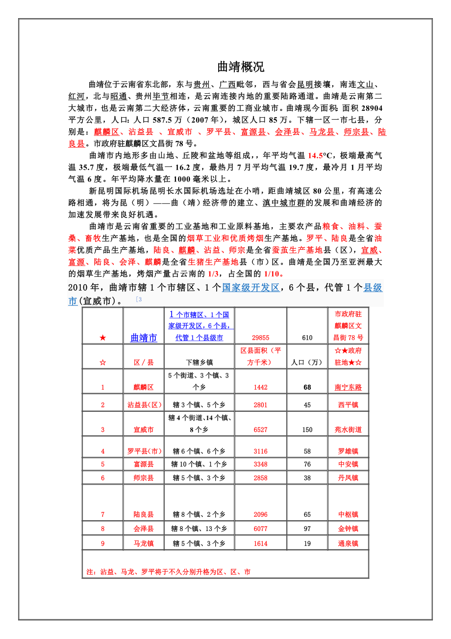 云南省曲靖市详解.doc_第1页