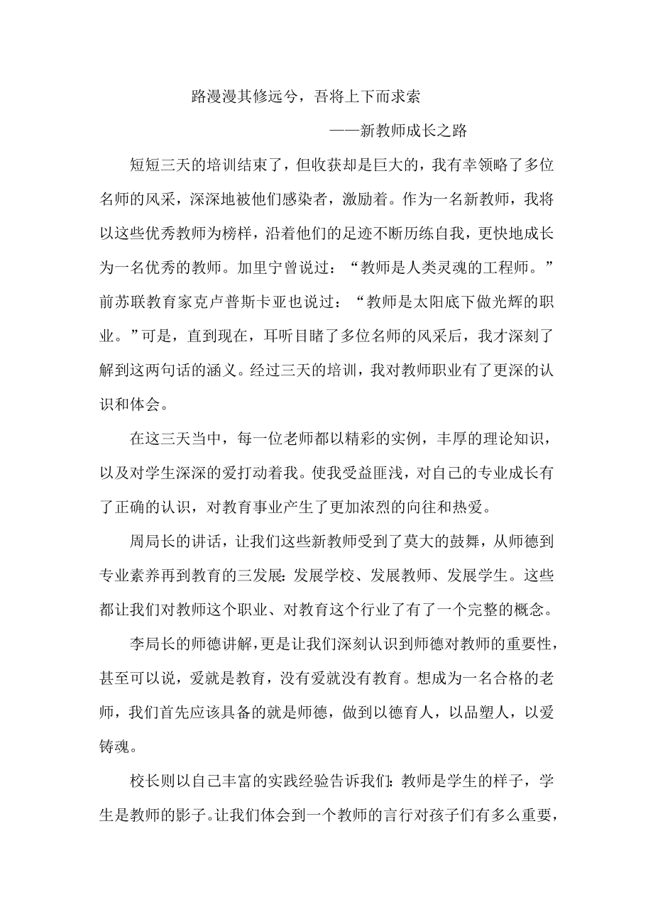 新学前教育教师岗前培训总结.doc_第1页