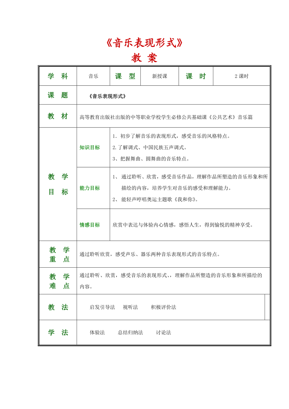 《公共艺术音乐篇》全套教案新部编本(第一单元聆听与感悟).doc_第2页