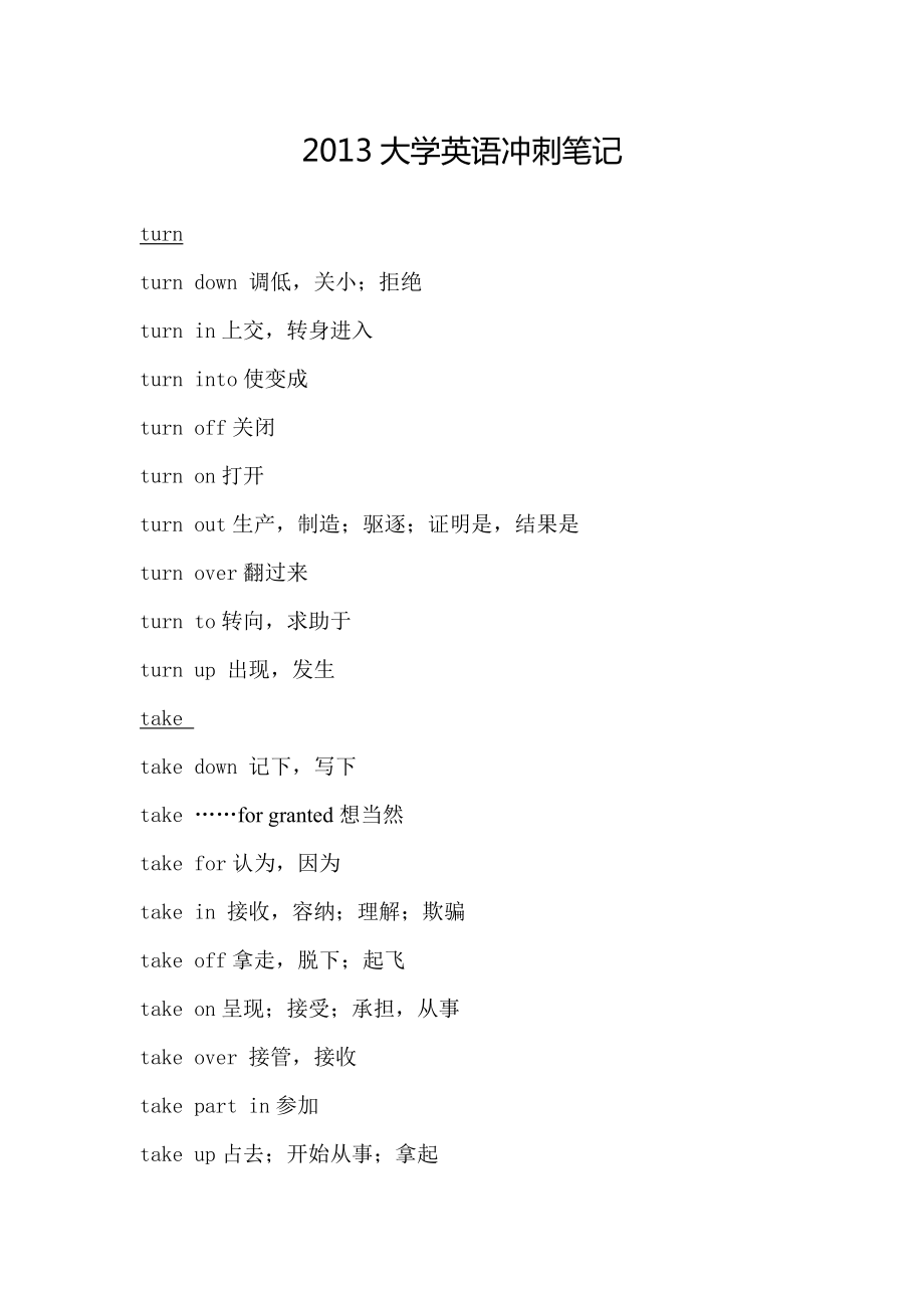 F福建专升本大学英语冲刺笔记.doc_第1页