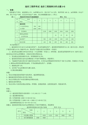 造价工程师考试 建设工程造价案例分析 考前点题.doc