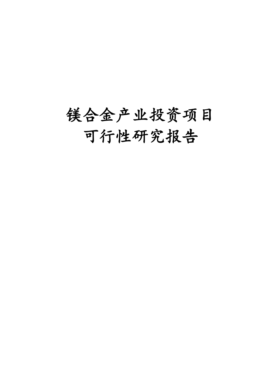 镁合金产业投资项目可行性研究报告.docx_第1页