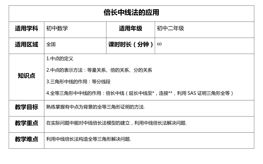 倍长中线法的应用教案.doc_第1页