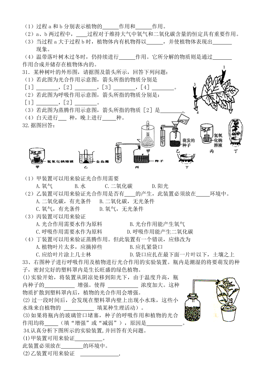 植物的呼吸作用练习题.doc_第3页