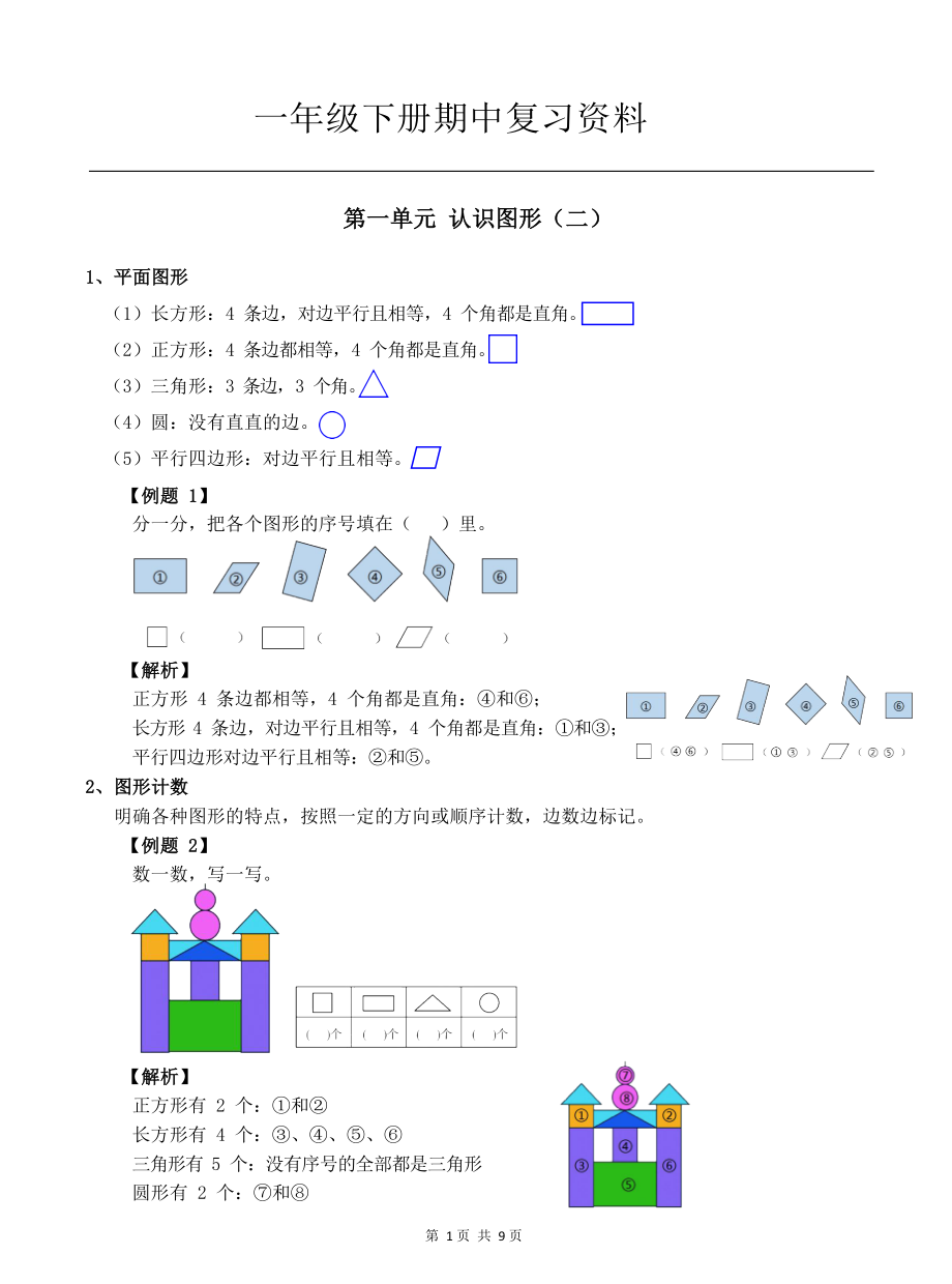 人教版数学一年级下学期期中复习资料.docx_第1页