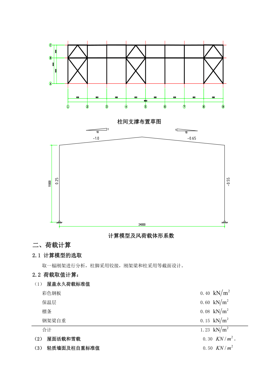 轻型门式钢架课程设计计算书汇总.doc_第2页