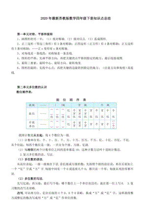 2020年最新苏教版数学四年级下册知识点总结.doc