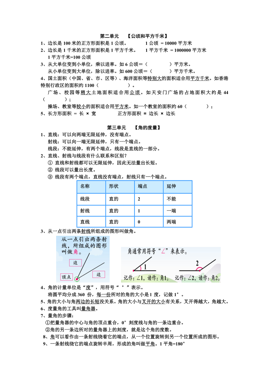 人教版小学四年级数学上册知识点归纳.doc_第2页