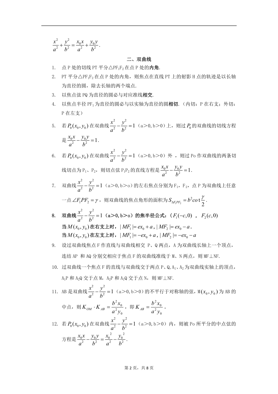 椭圆双曲线的经典结论.doc_第2页