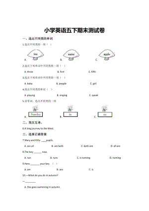 译林版五年级下册英语期末单元综合练习题(含答案).docx