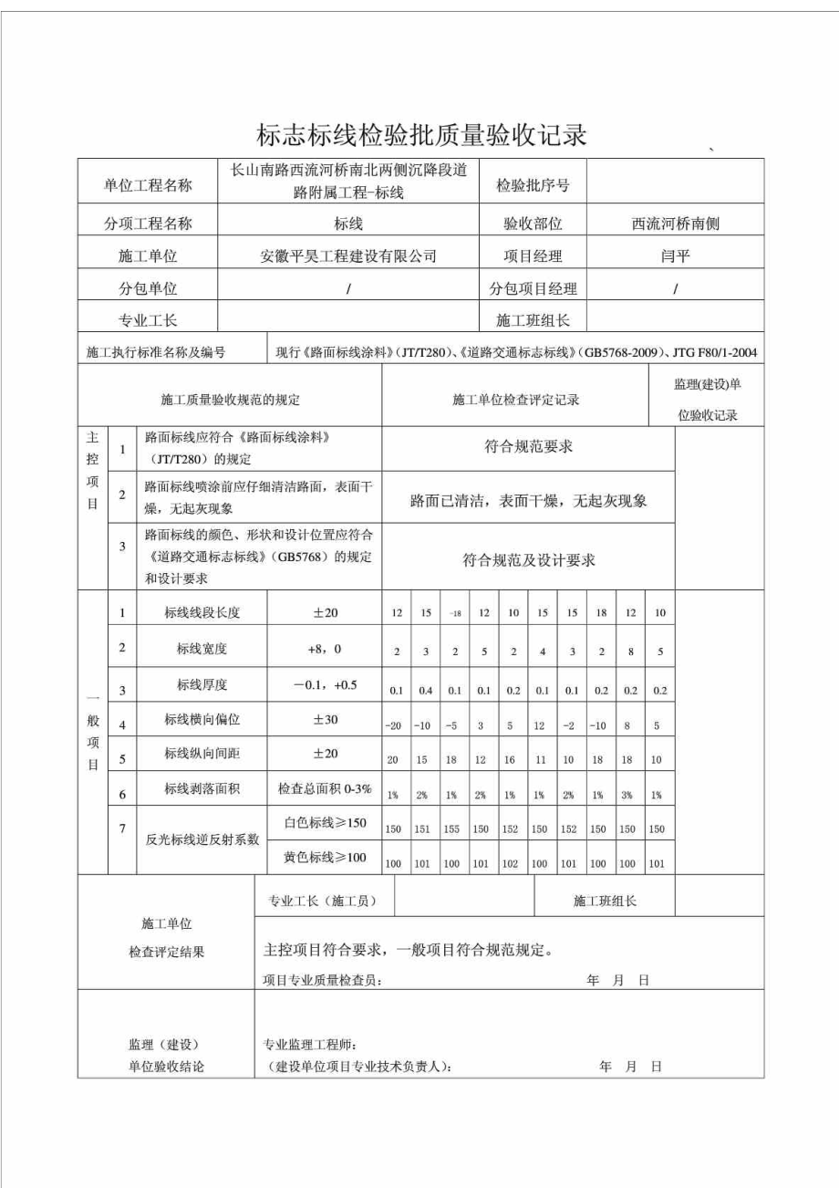 道路标志标线检验批质量验收记录.doc_第2页