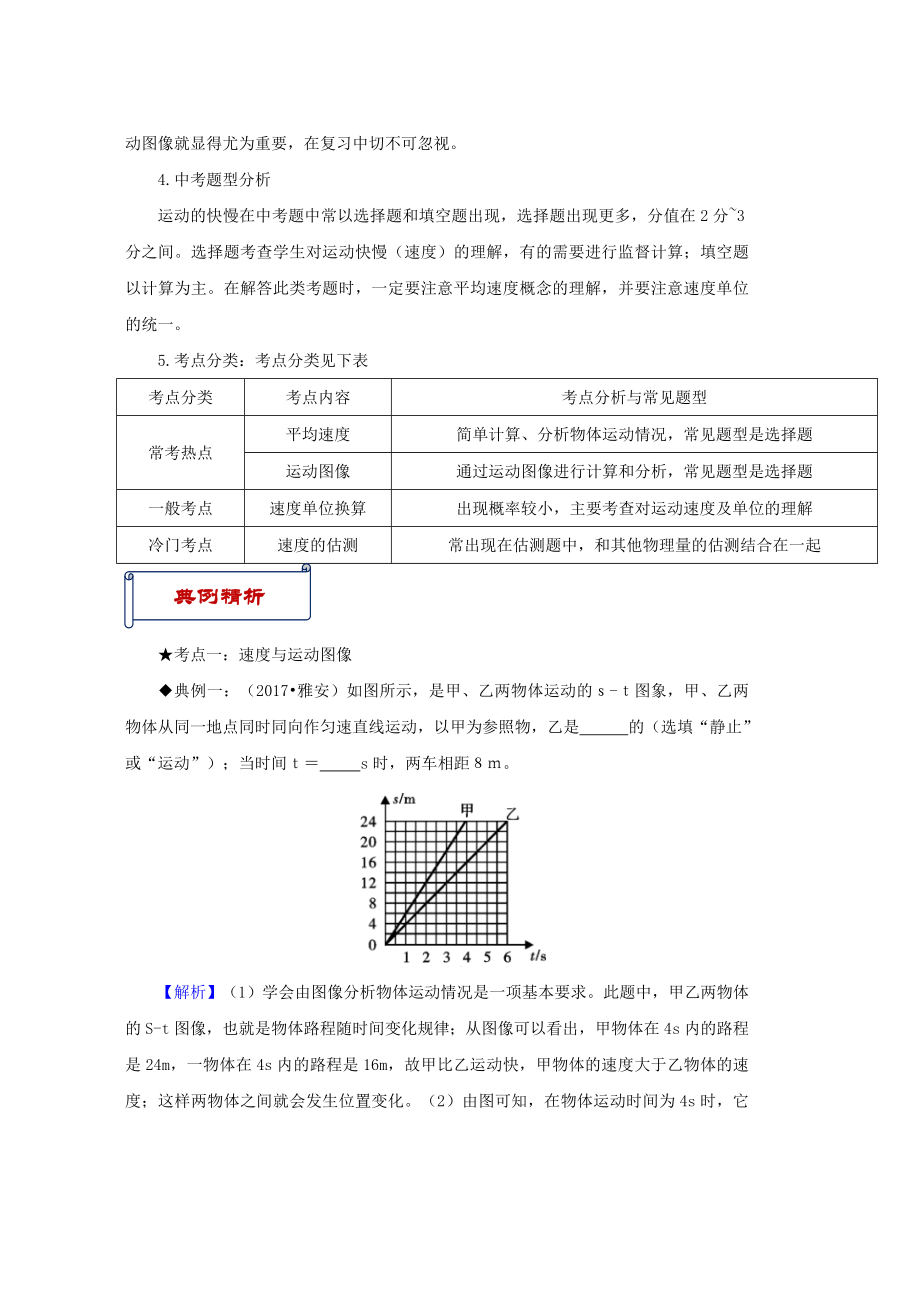 人教版八年级物理上册第一章第3节运动的快慢知识点与考点解析新版.doc_第3页