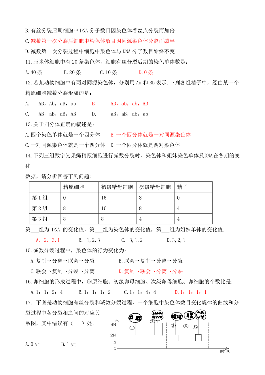 第1节_减数分裂和受精作用练习题.doc_第2页