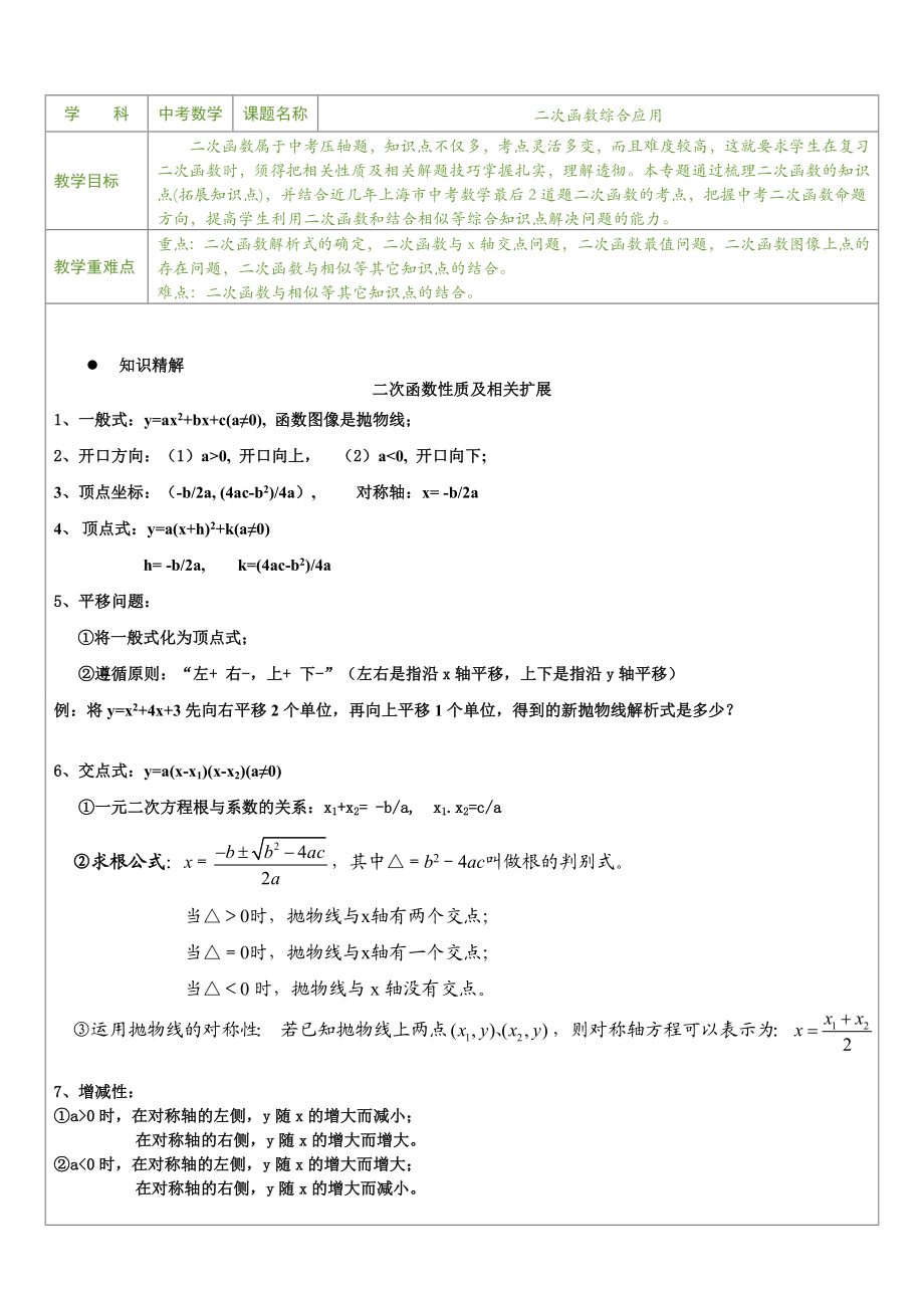 初中数学二次函数综合应用.doc_第1页