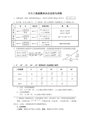 辅导八：锐角三角函数知识点总结与典型例题汇总.doc