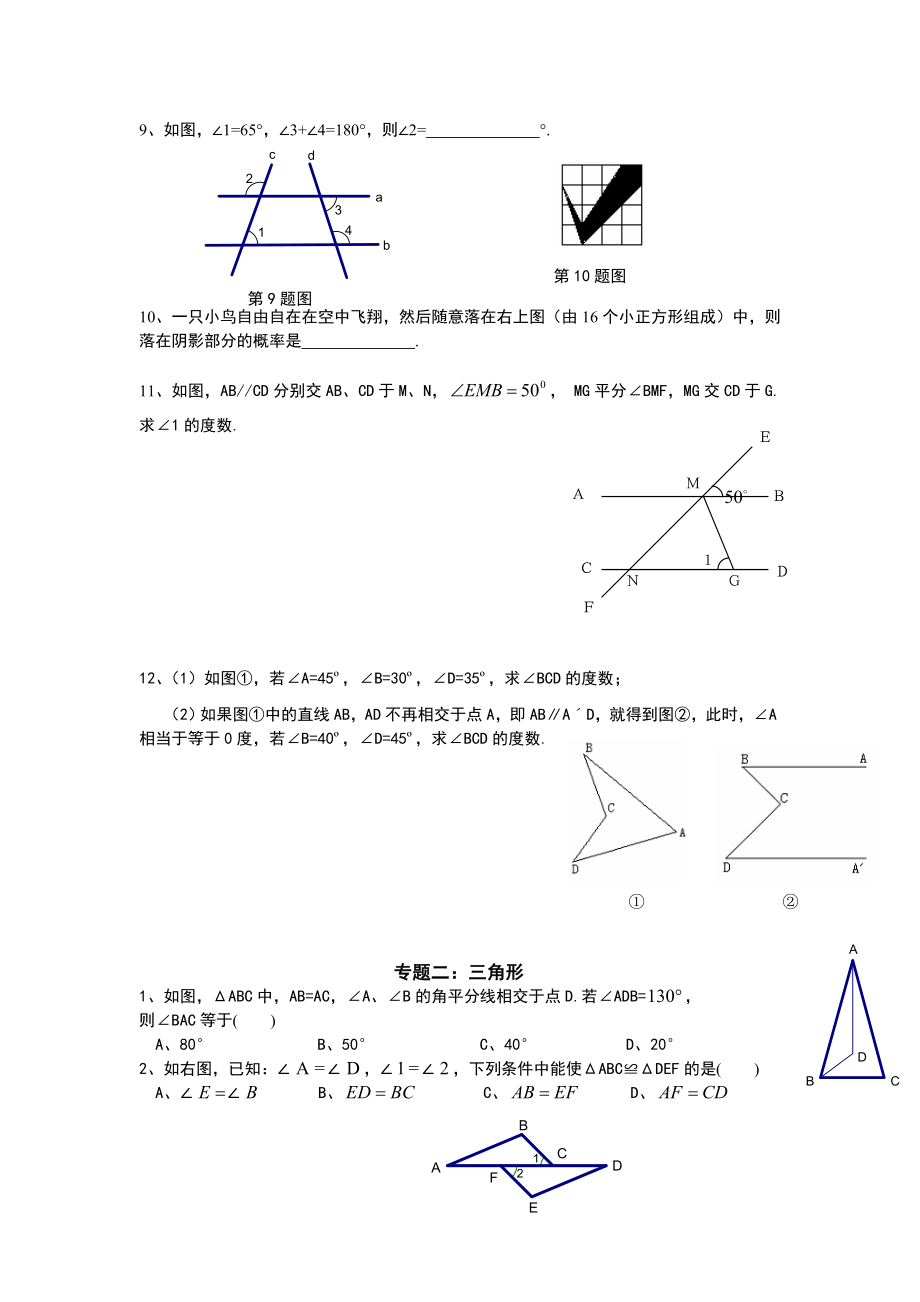 北师大版七年级下期末总复习几何部分.doc_第2页