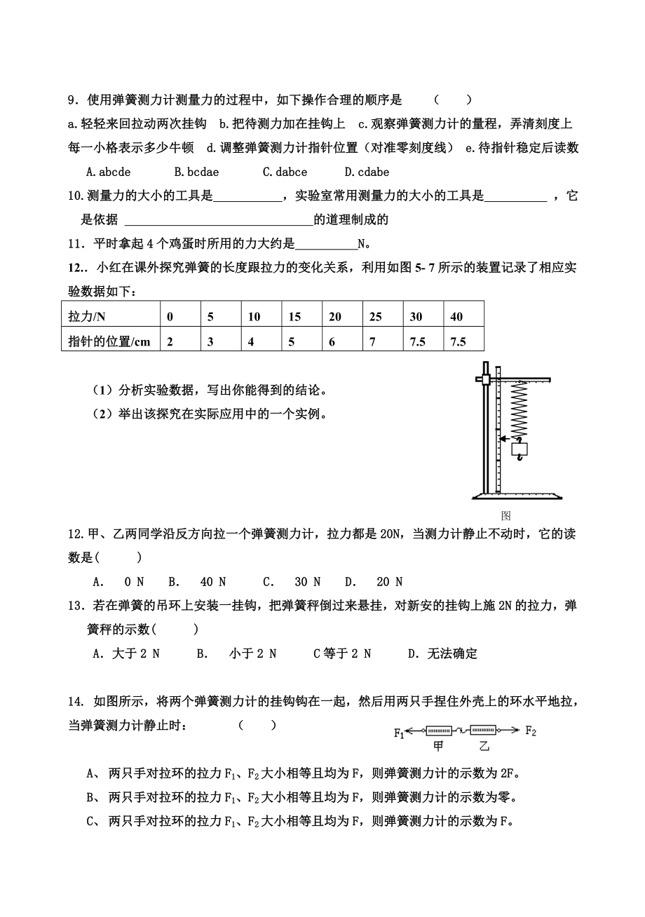 初二物理力弹力练习题.doc_第2页