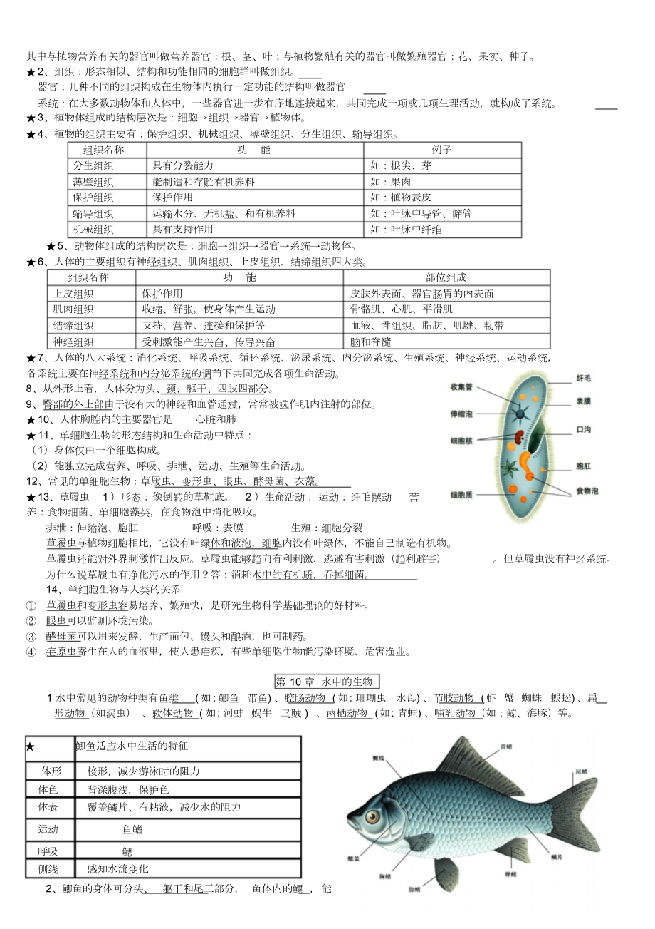 苏科版生物七年级下册知识点总结期末复习资料.doc_第2页