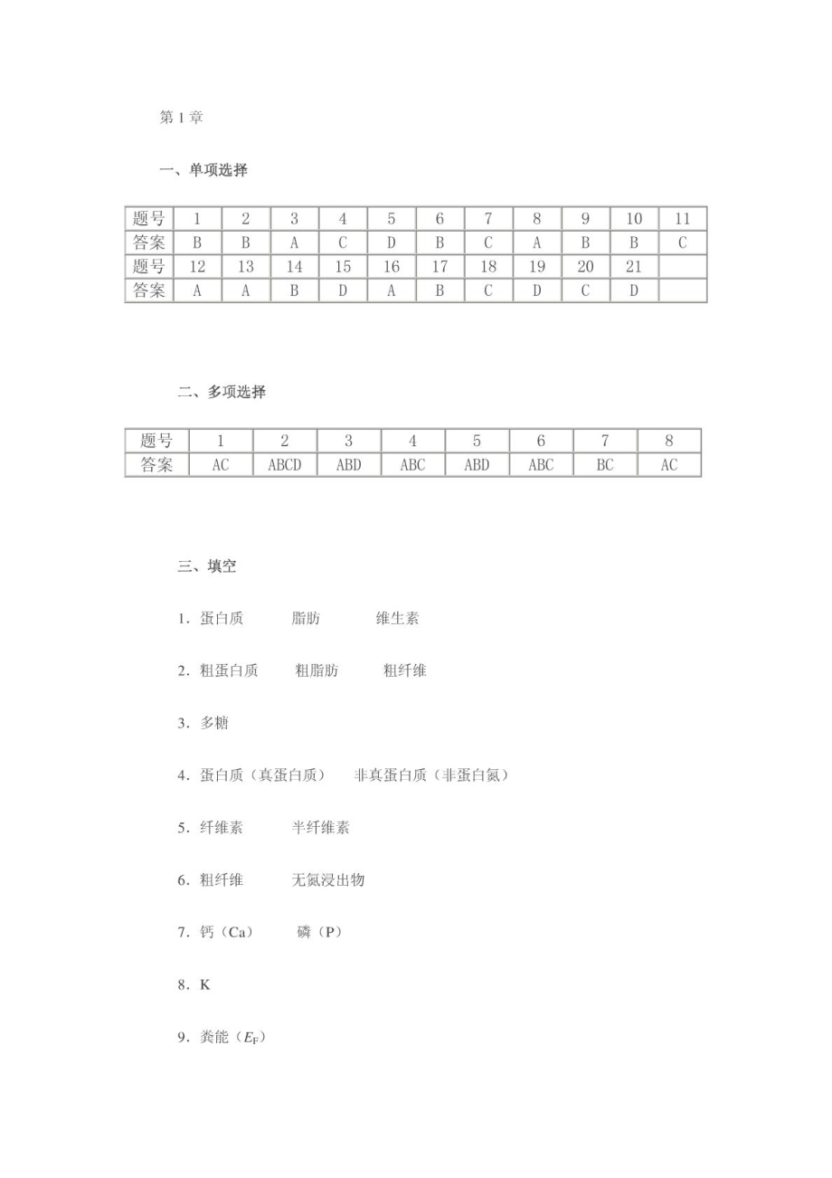 《畜禽营养与饲料》课后章节答案.doc_第1页