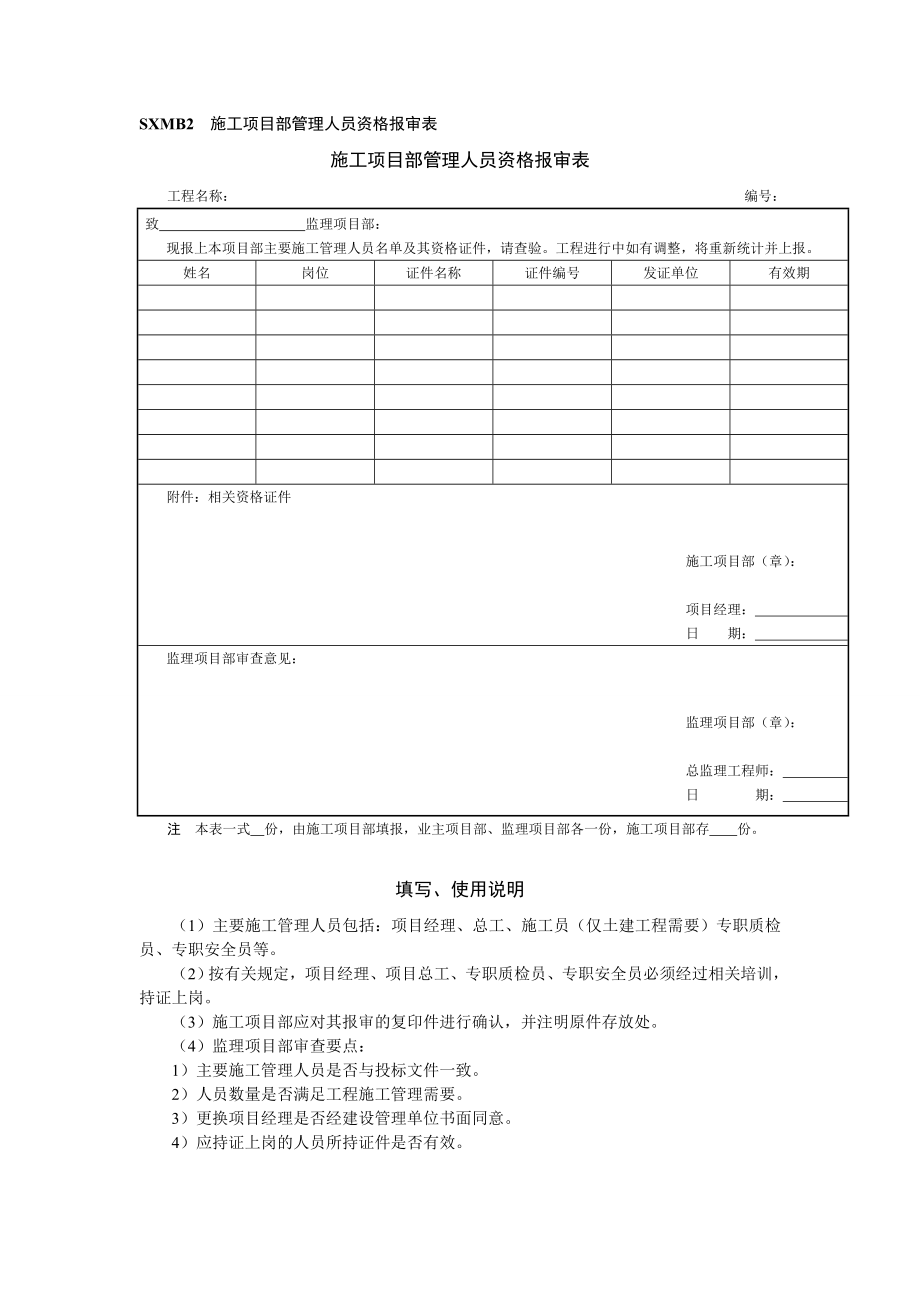 施工项目部管理人员资格报审表.doc_第1页