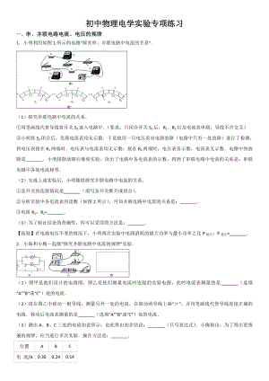 初中物理电学实验专题练习(学生版).doc