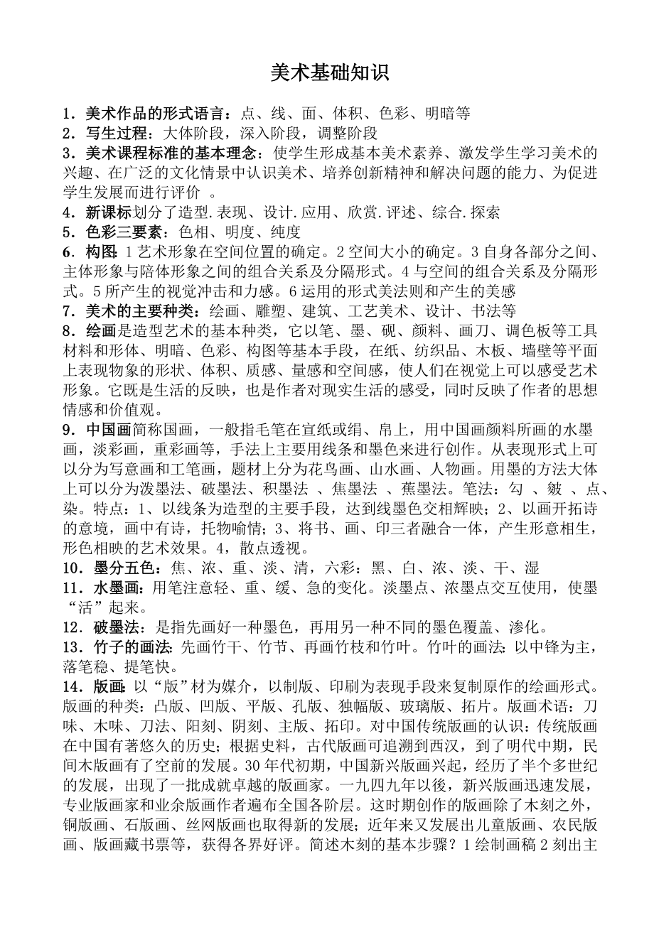 美术基础知识大全(附经典试题).doc_第1页