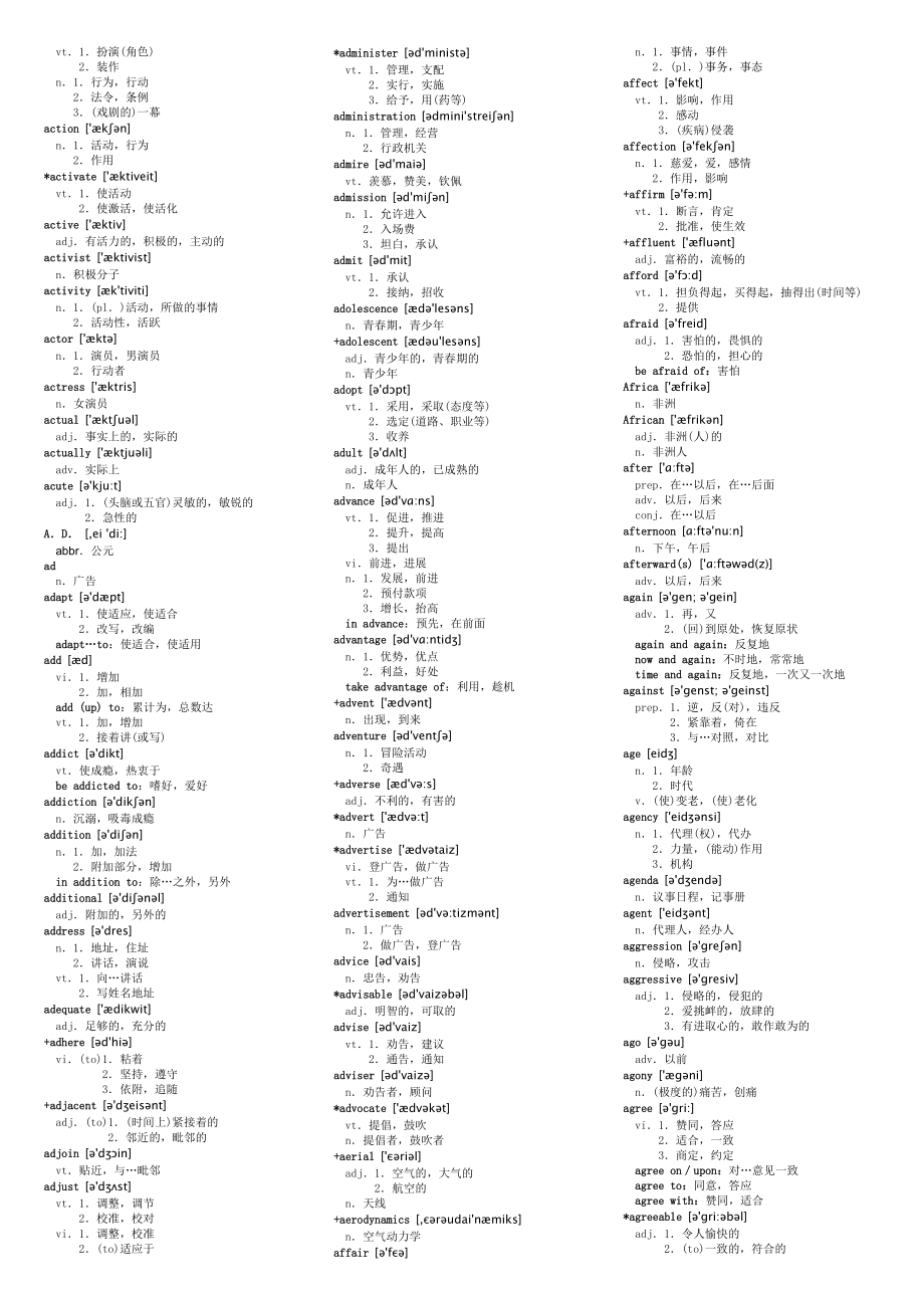 全国专业技术人员职称英语等级考试大纲词汇表精较版(含音标).doc_第2页