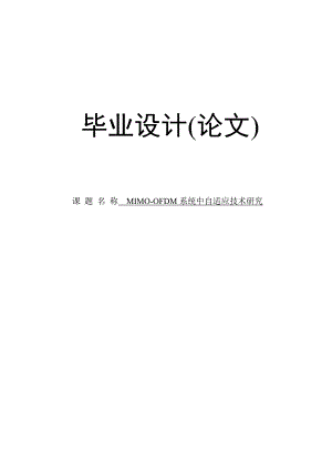 MIMOOFDM系统中自适应技术研究毕业设计(论文).doc