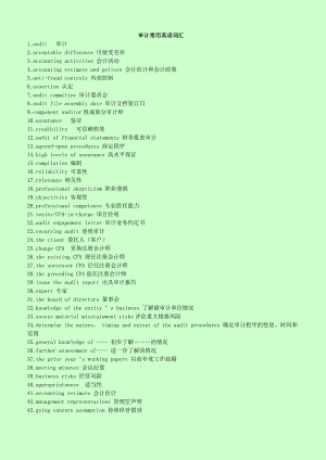 注册会计师考试 综合阶段 英语 审计常用词汇 北注协版.doc