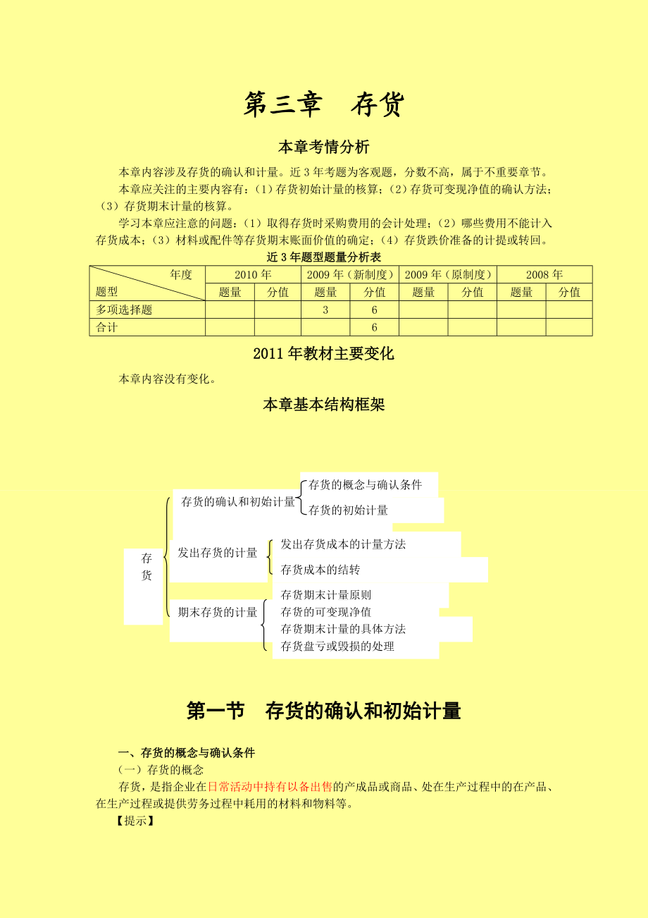 注册会计师 会计·基础班·第三章存货.doc_第1页