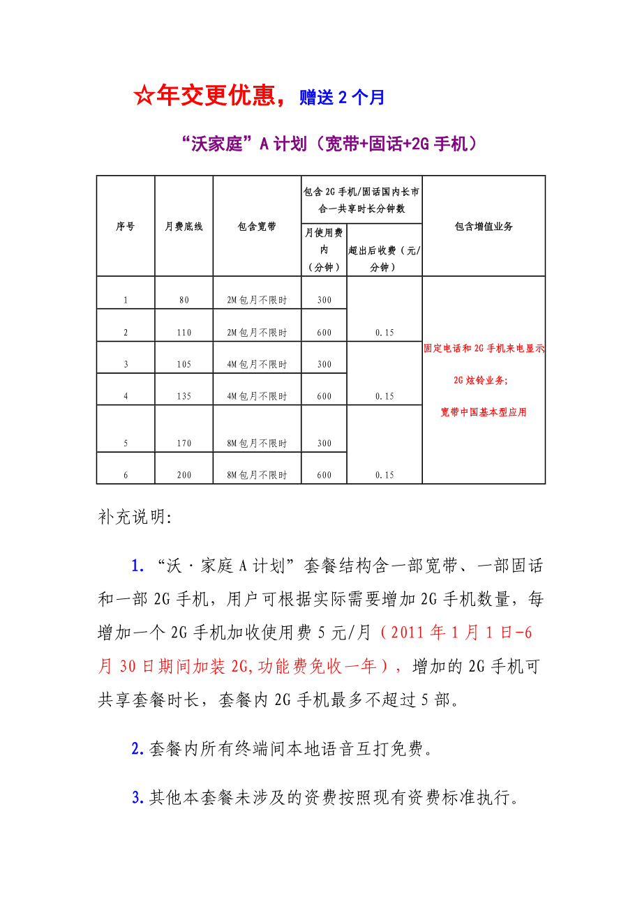 中国联通&quot;沃家庭资费计划&quot;策划方案.doc_第2页