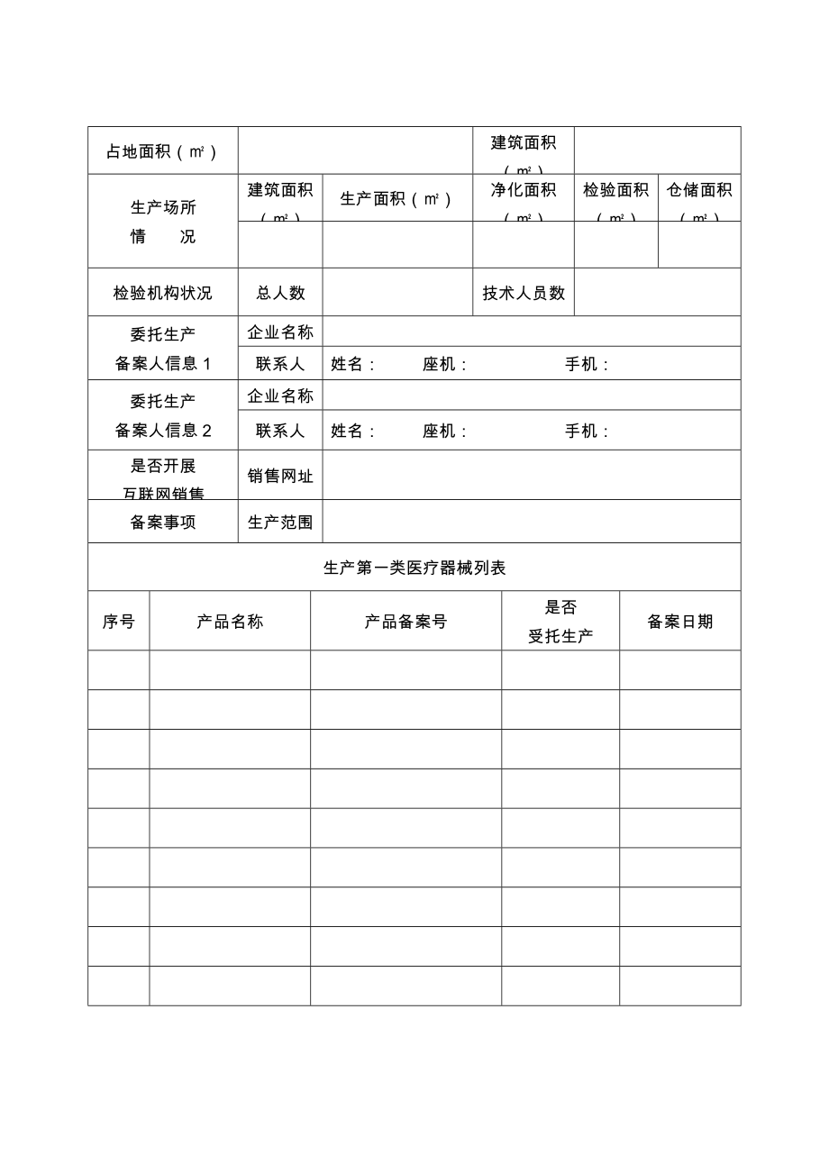 江苏省第一类医疗器械生产备案表.doc_第2页