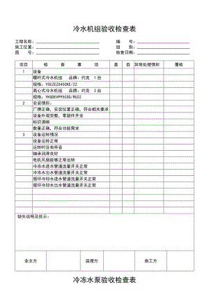 冷水机组验收检查表.doc