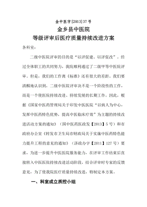 医院等级评审后医疗质量持续改进方案.doc