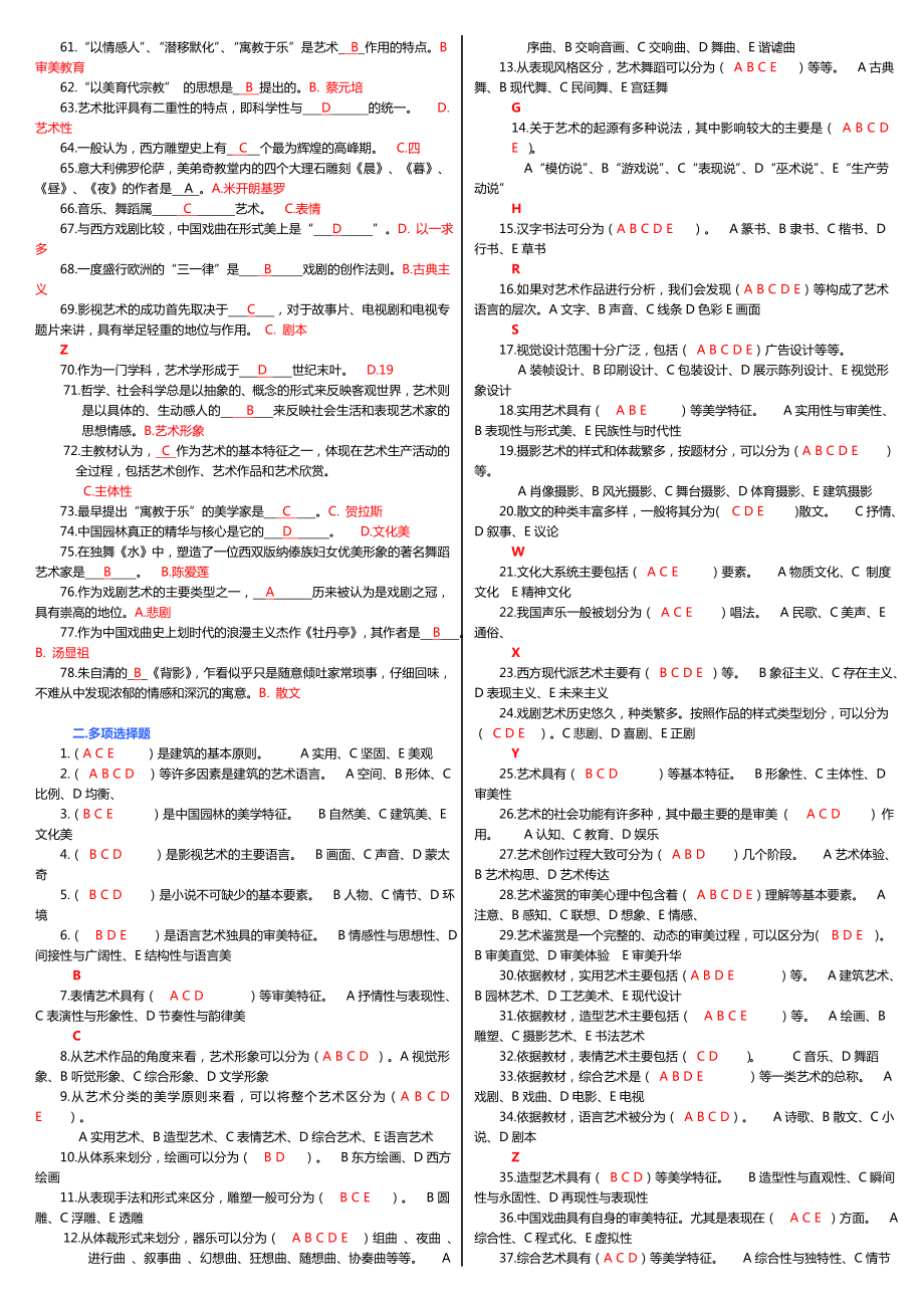 最新电大艺术学概论考试小抄电大专科艺术学概论考试必备小抄.doc_第2页