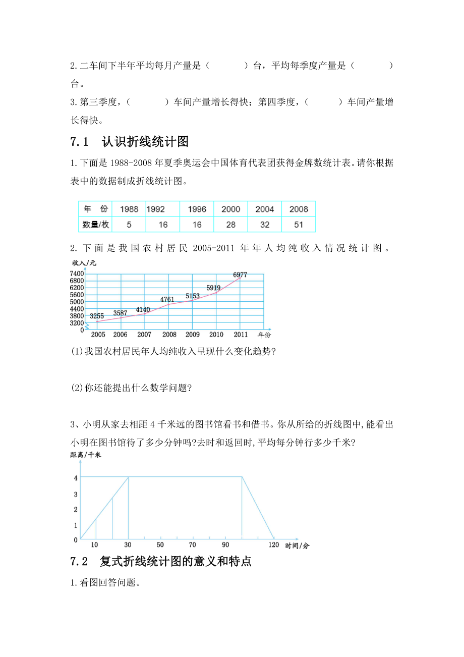 人教版五年级数学下册折线统计图练习题.doc_第2页