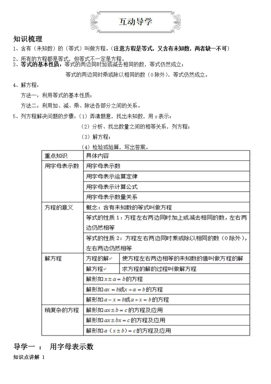 五年级数学上册第五单元简易方程单元复习讲义.docx_第2页