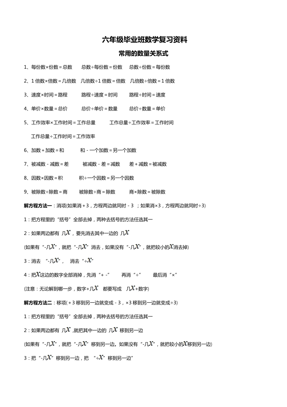 新人教版六年级数学毕业总复习资料整理全面.doc_第1页