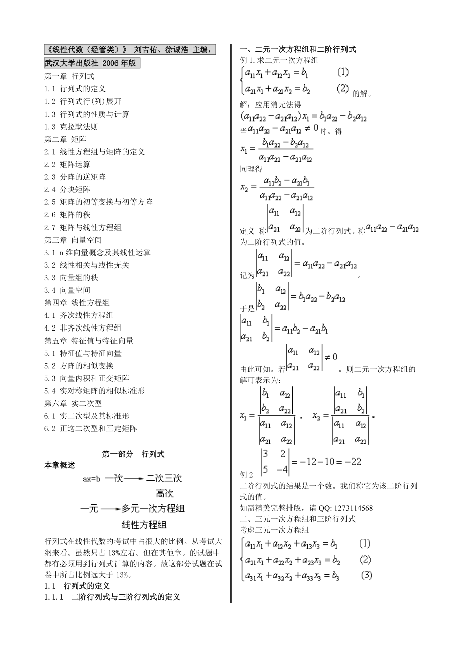 自考04184线性代数（经管类）小抄笔记自考考前押题.doc_第1页