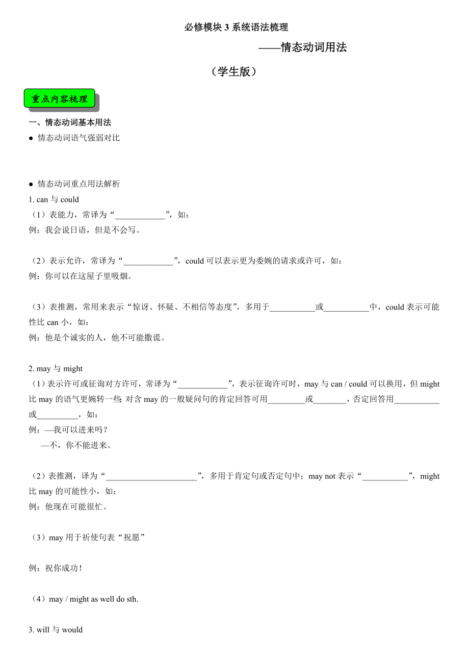 初中英语--情态动词--练习题(含答案).doc_第1页