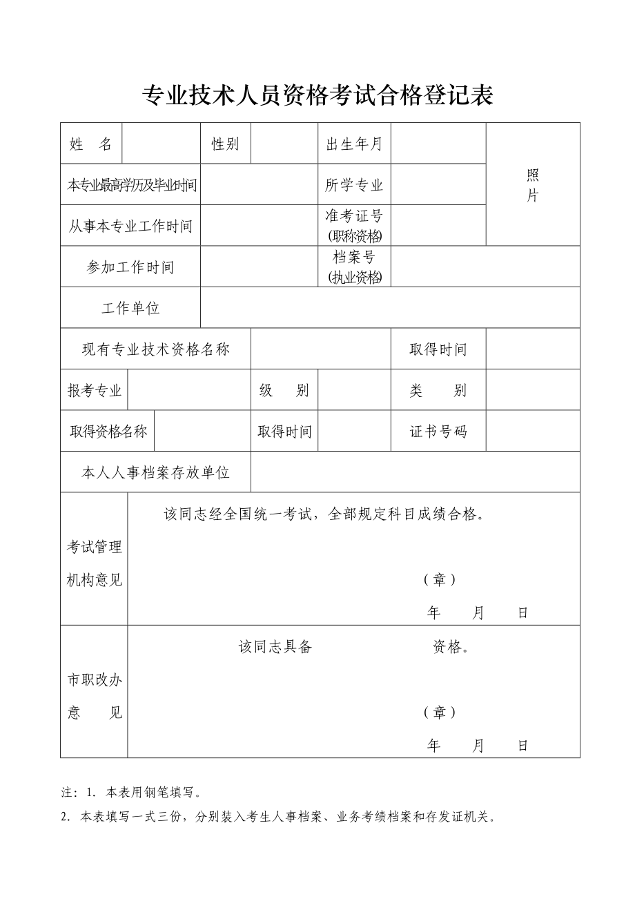 专业技术资格考试合格人员登记表.doc_第2页