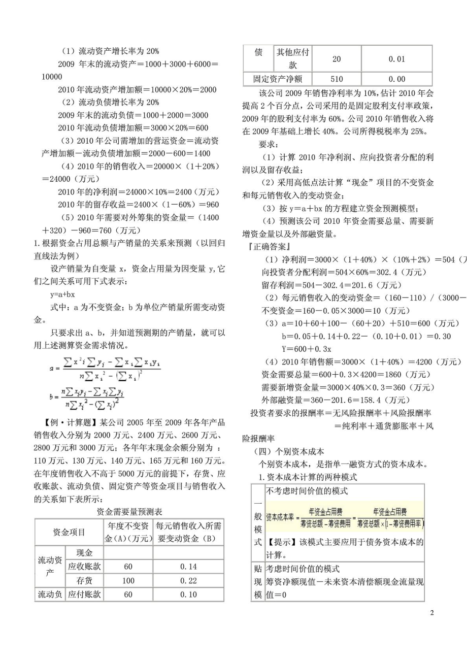 中级会计师考试《财务管理》公式及常用例题集.doc_第2页